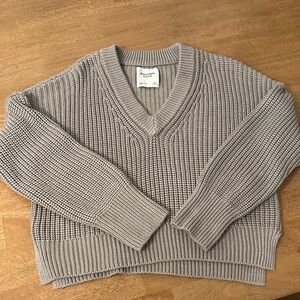 American Eagle Outfitters V-Neck Sweater in Taupe